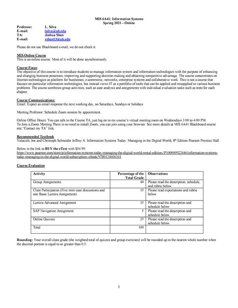 MIS 6A41: Information Systems Summer 2015 CEMO 101 .